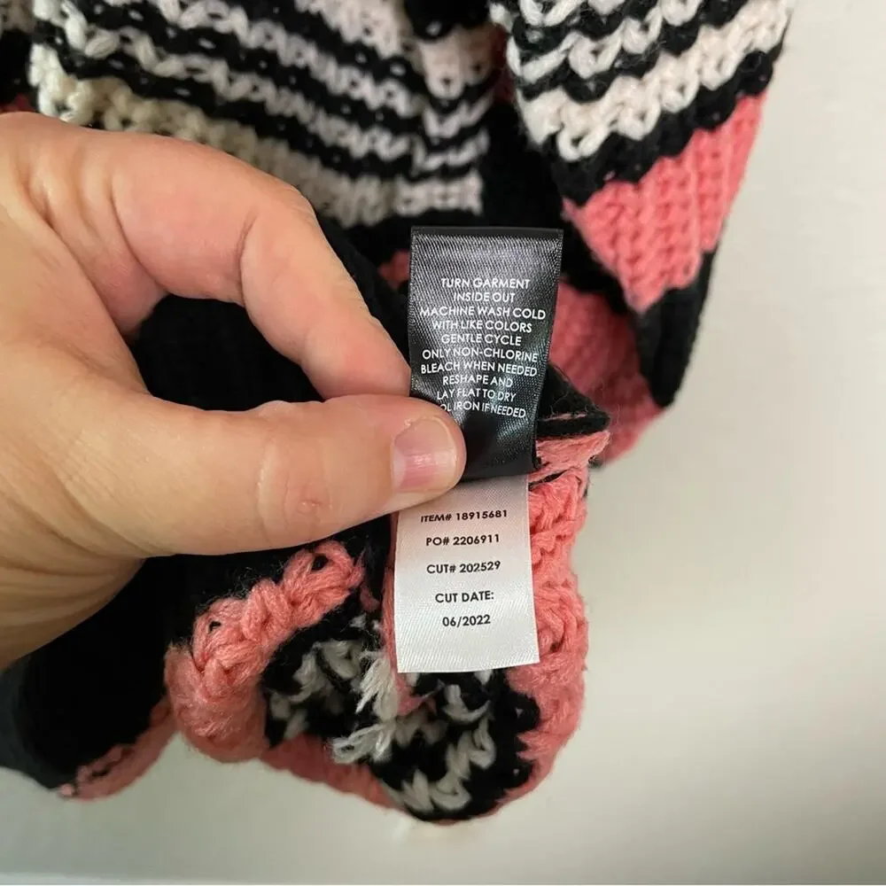 Torrid Pink Multi Stripe Cable Pullover Tie Back Sweater 2X NWT 18915684